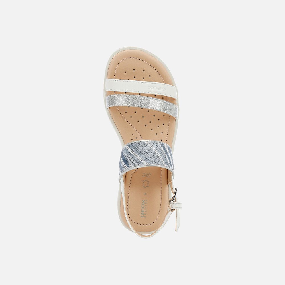 Sandalias Geox Menina Branco/Prateadas - Coralie - RUCTV0294